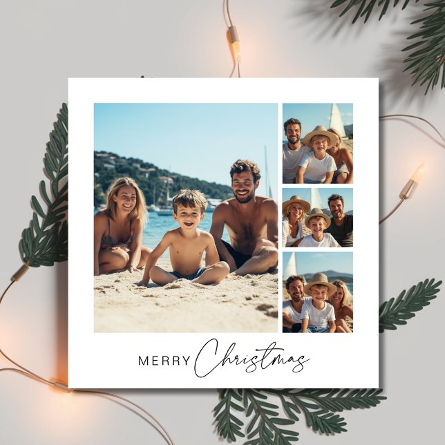 Script Christmas 4 Family Photo Nautical Beachy Holiday Card (Creator Uploaded)