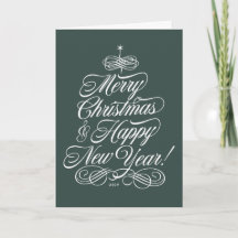 Script Christmas Card in Green