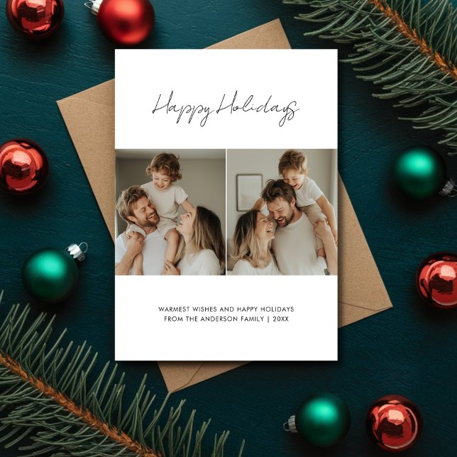 Script Christmas Happy Holidays Family Photo Holiday Card (Creator Uploaded)