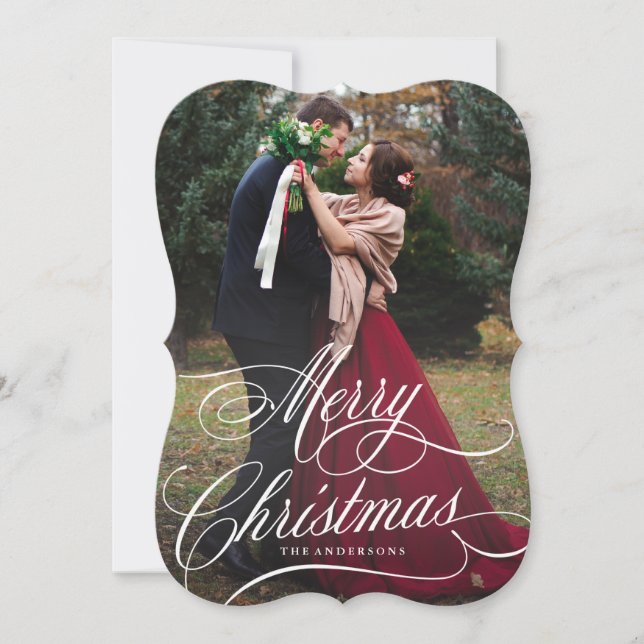 Script Christmas Holiday Photo Card (Front)