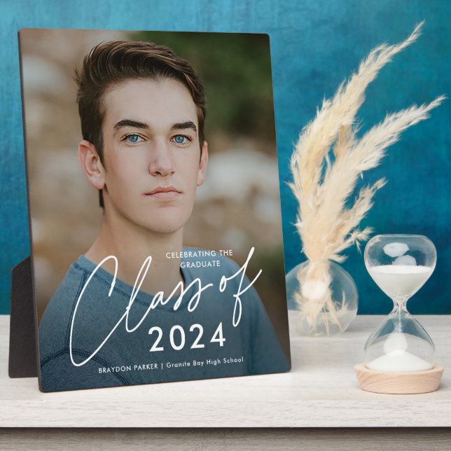 Script Class of 2024 Photo Graduation Plaque (Side)