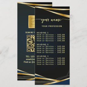 Script Classic black and gold Price List Menu