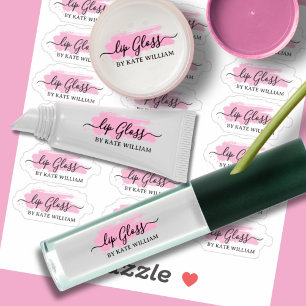 Script Clear Pink Lip Gloss Labels 