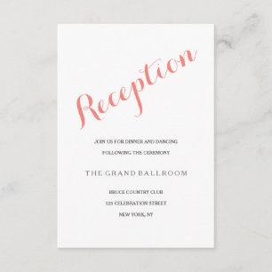 Script Coral Pink Reception Enclosure Card