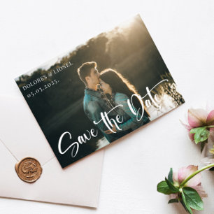 Script Couple Photo Save the date Invitation
