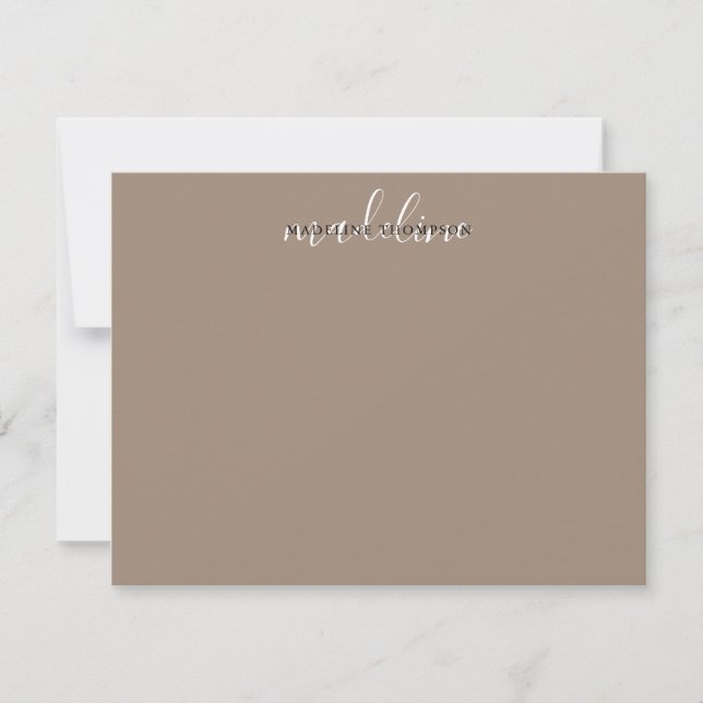 Script Cream Beige With Black Overlay Text Card (Front)