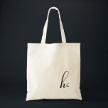 Script Custom Initial Black Monogram  Tote Bag<br><div class="desc">Simple,  modern and elegant. Text and text colour is fully customisable. Perfect as a bridesmaid gift,  wedding favour,  birthday or graduation gift. Part of a collection from Parcel Studios.</div>