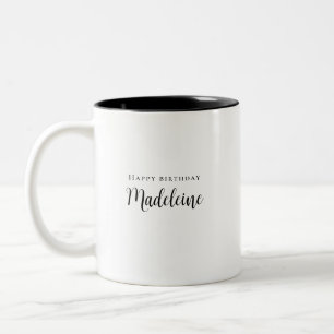Script Custom Message Black and White Two-Tone Coffee Mug