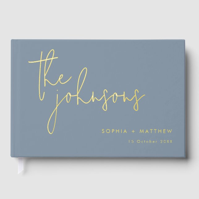 Script Custom Names Wedding Foil Guest Book (Front)