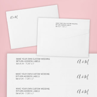 Script Custom Set of 24 Wedding Return Address Wrap Around Label