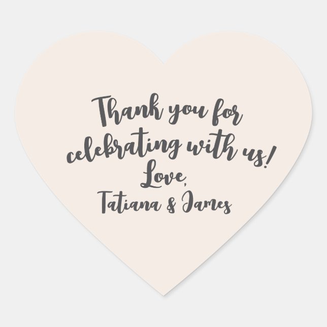 Script Custom Thank You Heart Favour Sticker (Front)