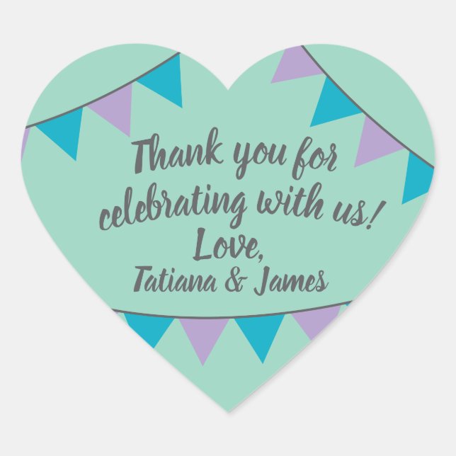 Script Customisable Thank You Heart Banners Sticker (Front)