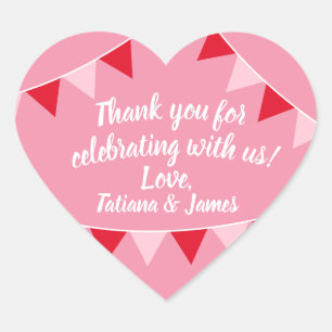 Script Customisable Thank You Heart Banners Sticker