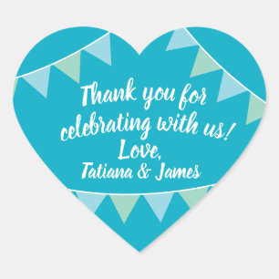 Script Customisable Thank You Heart Banners Sticker