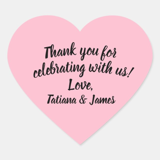 Script Customisable Thank You Heart  Heart Sticker (Front)
