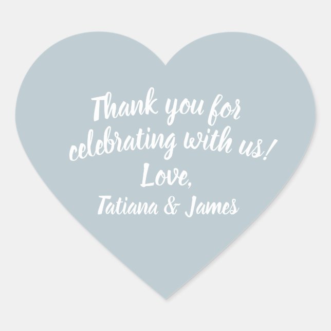 Script Customisable Thank You Heart  Sticker (Front)