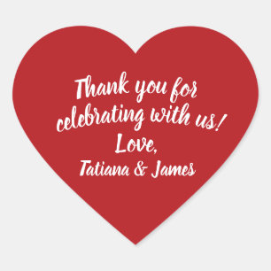 Script Customisable Thank You Heart Sticker