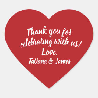 Script Customisable Thank You Heart Sticker