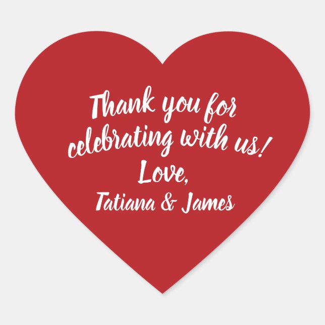 Script Customisable Thank You Heart  Sticker (Front)