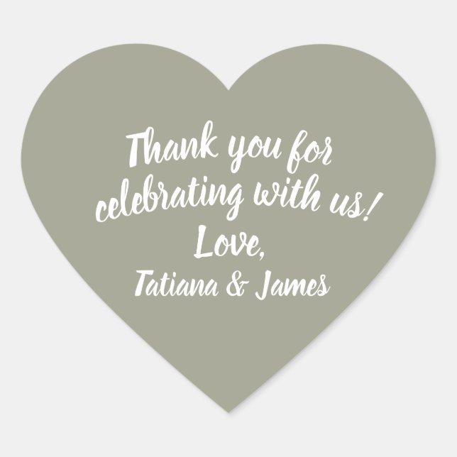 Script Customisable Thank You Heart  Sticker (Front)