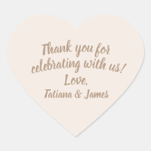 Script Customisable Thank You Heart Sticker