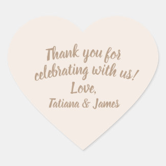 Script Customisable Thank You Heart Sticker