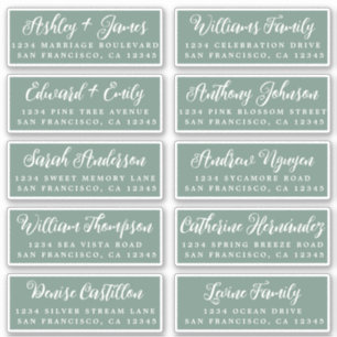Script Dark Green Wedding Guest Address Labels