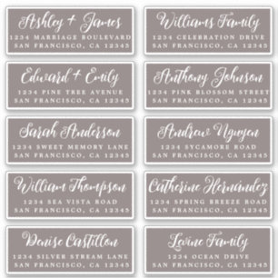 Script Dark Grey Wedding Guest Address Labels