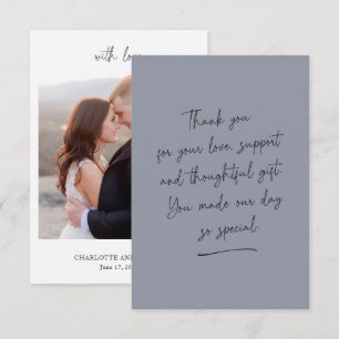 Script DarkGrey Thank You Message Photo Card