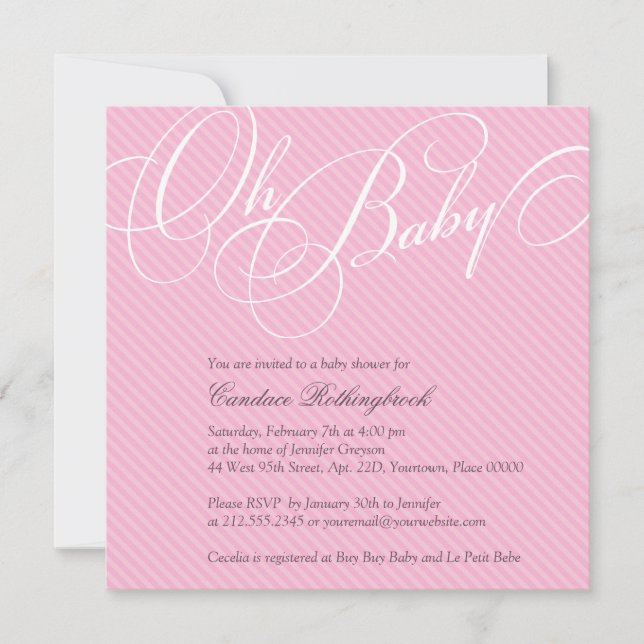 Script Diagonals in Blush Baby Shower Invitation (Front)