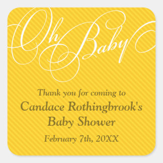 Script Diagonals in Gold Baby Shower Sticker
