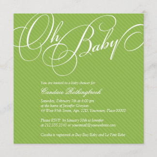 Script Diagonals in Lime Baby Shower Invitation