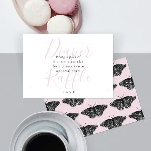 Script Diaper Raffle w/Sparkly Black Butterflies Enclosure Card
