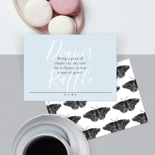 Script Diaper Raffle w/Sparkly Black Butterflies Enclosure Card