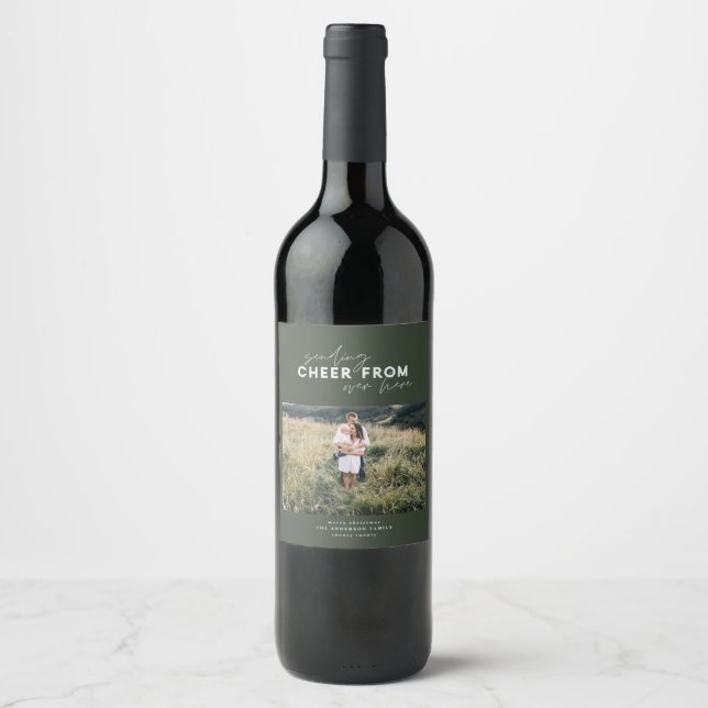 script distance sending cheer from over here wine label (Front)