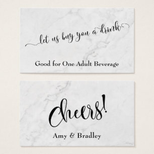 Script Drink Tickets over Black & White Marble