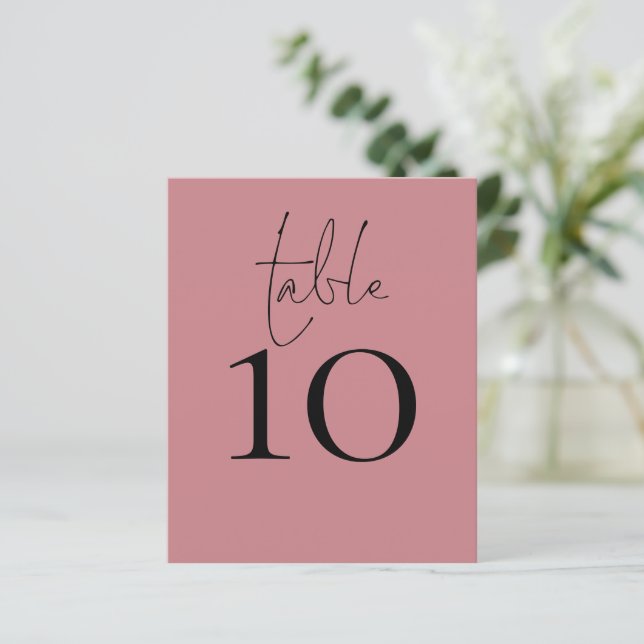 Script Dusty Rose Wedding Table Number (Standing Front)