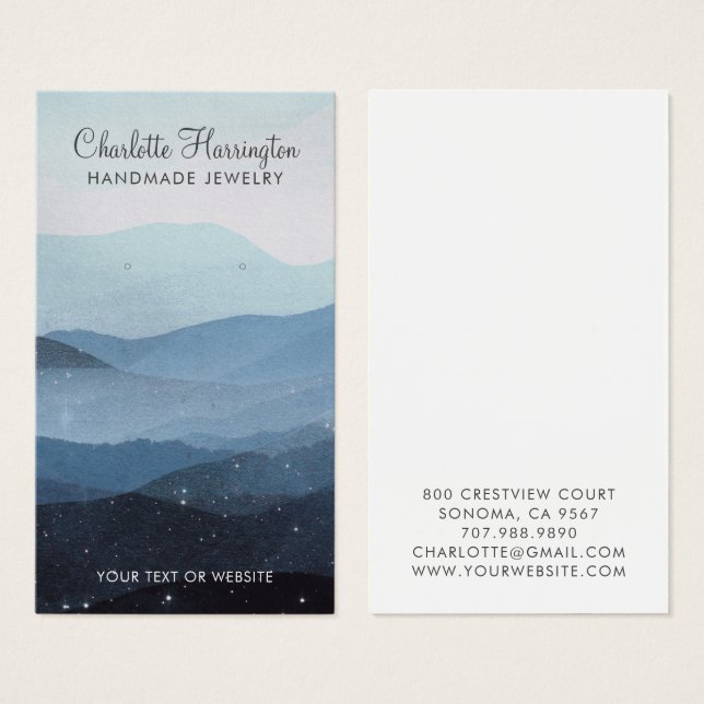 Script Earring Blue Mountains Jewelry Display Card (Front & Back)