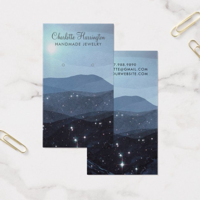 Script Earring Blue Mountains Jewelry Display Card (Office)