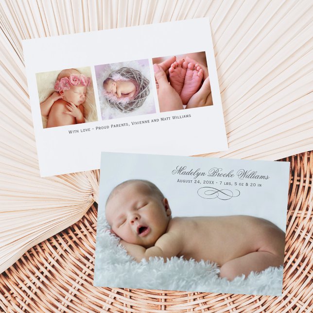 Script Elegance Baby Girl Photo Overlay Birth Announcement (Creator Uploaded)
