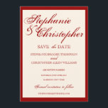 Script Elegance Wedding Save the Date Announcement<br><div class="desc">An elegant design in classic and timeless red on a champagne white background</div>
