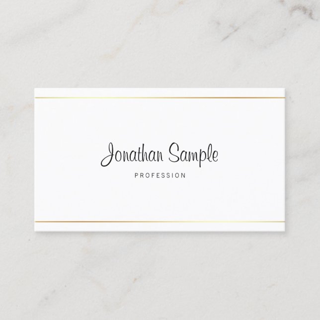 Script Elegant Calligraphy Modern Plain Luxury Business Card (Front)