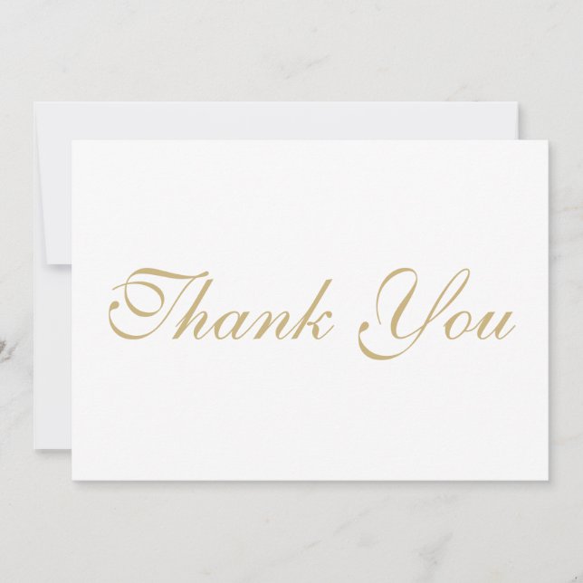 Script elegant gold white Thank You note card (Front)