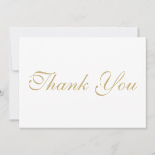 Script elegant gold white Thank You note card