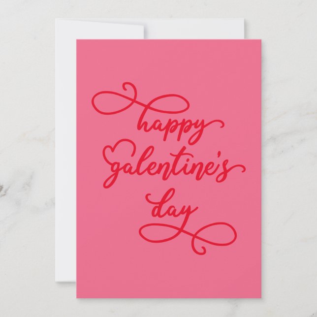 Script Elegant Heart Custom Colour Galentines Day Holiday Card (Front)