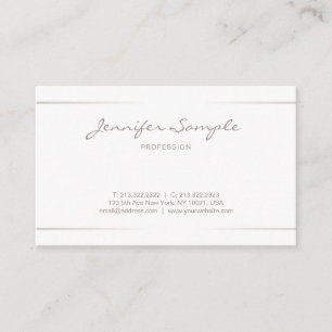 Script Elegant Professional Plain Silver Effect Business Card