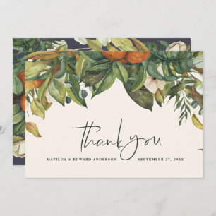 Script elegant wedding thank you citrus botanical