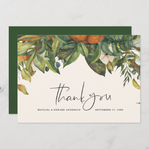 Script elegant wedding thank you citrus botanical