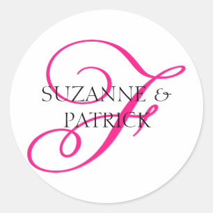 Script F Monogram Labels (Hot Pink / Black)