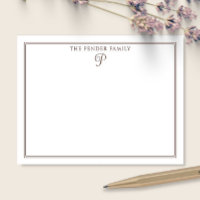 Script Family Initial Monogram Brown Stationery